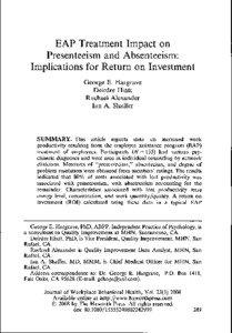 EAP Treatment Impact on Presenteeism and Absenteeism: Implications for Return on Investment
