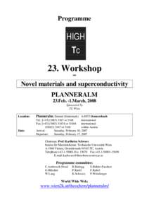 Programme  HIGH Tc 23. Workshop on