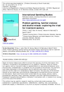 This article was downloaded by: [Flinders University of South Australia] On: 04 June 2015, At: 17:13 Publisher: Routledge Informa Ltd Registered in England and Wales Registered Number: Registered office: Mortimer