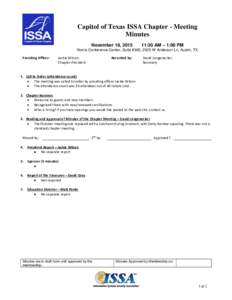 Capitol of Texas ISSA Chapter - Meeting Minutes November 18, :30 AM – 1:00 PM