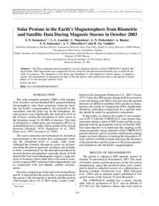 ISSN, Solar System Research, 2007, Vol. 41, No. 5, pp. 433–438. © Pleiades Publishing, Inc., 2007. Original Russian Text © S.N. Kuznetsov, L.L. Lazutin, U. Manninen, A.N. Podorolsky, A. Ranta, S.N. Samsonov