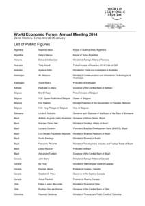 World Economic Forum Annual Meeting 2014 Davos-Klosters, SwitzerlandJanuary List of Public Figures Argentina