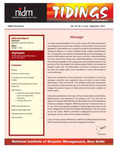 NIDM Newsletter  Vol. VII, No. 2, July - Sepember, 2012 Message