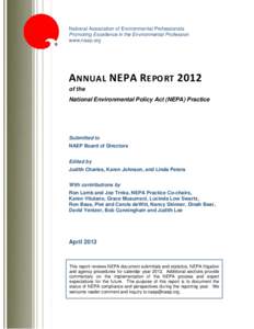 National Association of Environmental Professionals Promoting Excellence in the Environmental Profession www.naep.org M