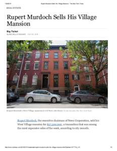 Rupert Murdoch Sells His Village Mansion ­ The New York Times REAL ESTATE