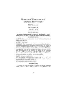 Bureau of Customs and Border Protection CBP Decisions