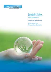 Sustainable Tertiary Education Leadership and Governance Single subject study Information for Prospective Students