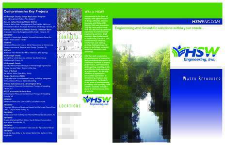 Comprehensive Key Projects  Who is HSW? Hillsborough County, Tampa Bay Estuary Program Best Management Ac on Plan Support