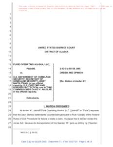 Furie Operating Alaska LLC v Dept of Homeland Security_Order on motion to dismiss (2).pdf
