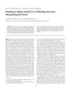 14  JOURNAL OF STUDIES ON ALCOHOL / SUPPLEMENT NO. 14, 2002 PANEL 1: THE CONTEXTS AND CONSEQUENCES OF COLLEGE DRINKING
