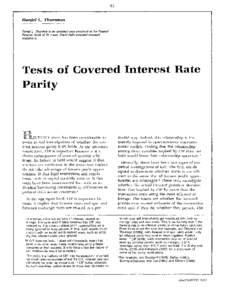 Tests of Covered Interest Rate Parity