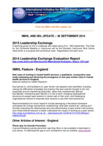 IIMHL / IIDL Update 30 September 2014