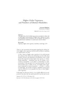 Higher-Order Vagueness and Numbers of Distinct Modalities Susanne Bobzien University of Oxford BIBLID626X; pp]