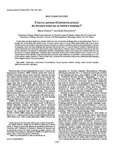American Journal of Botany 96(9): 1744–[removed]BRIEF COMMUNICATION CUSCUTA JEPSONII (CONVOLVULACEAE): AN INVASIVE WEED OR AN EXTINCT ENDEMIC?1