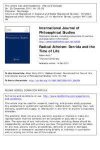 This article was downloaded by: [Harvard College] On: 20 December 2011, At: 20:20 Publisher: Routledge