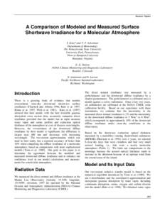Session Papers  A Comparison of Modeled and Measured Surface Shortwave Irradiance for a Molecular Atmosphere S. Kato* and T. P. Ackerman Department of Meteorology