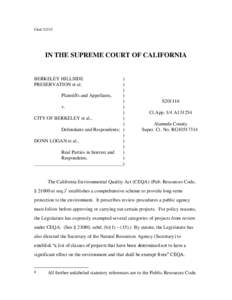 FiledIN THE SUPREME COURT OF CALIFORNIA BERKELEY HILLSIDE PRESERVATION et al.