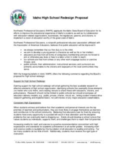 Idaho High School Re-Design Proposal