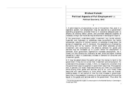 Political Aspects of Full Employment  [1]