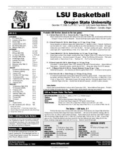 THE BRADY ERA | In 10th YEAR, 6 POSTSEASON TOURN., 3 WESTERN DIV. and 2 SEC TITLES; 2006 FINAL 4  LSU Basketball at  Oregon State University