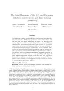 The Joint Dynamics of the U.S. and Euro-area Inflation: Expectations and Time-varying Uncertainty∗ Olesya Grishchenko  Sarah Mouabbi