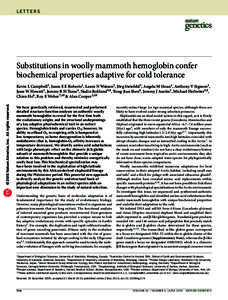 letters  Substitutions in woolly mammoth hemoglobin confer biochemical properties adaptive for cold tolerance  © 2010 Nature America, Inc. All rights reserved.