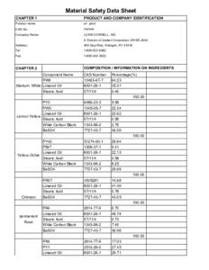Material Safety Data Sheet CHAPTER 1 PRODUCT AND COMPANY IDENTIFICATION  Product name: