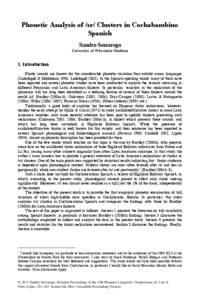 Phonetic Analysis of /sr/ Clusters in Cochabambino Spanish