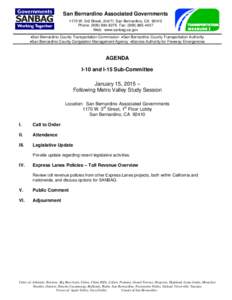 I-10 and I-15 Sub-Committee Agenda Template
