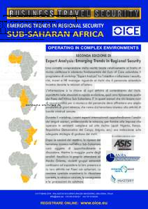 EMERGING TRENDS IN REGIONAL SECURITY  SUB-SAHARAN AFRICA OPERATING IN COMPLEX ENVIRONMENTS SECONDA EDIZIONE DI