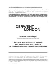 Derwent Circular (Pr3 current)_Layout[removed]:44 Page 1  THIS DOCUMENT IS IMPORTANT AND REQUIRES YOUR IMMEDIATE ATTENTION. If you are in any doubt as to any aspect of the proposals referred to in this document or