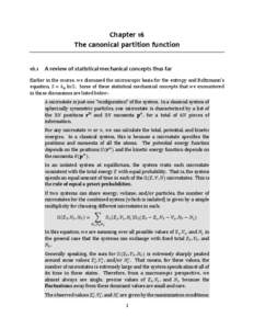 Chapter 16 The canonical partition function 16.1 A review of statistical mechanical concepts thus far