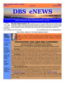 DEAN BURGON SOCIETY eNEWS Volume 1 Page 1 October, 2009