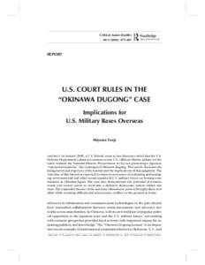 Critical Asian Studies Miyume / “Okinawa Dugong” Case 40:), 475–487  REPORT