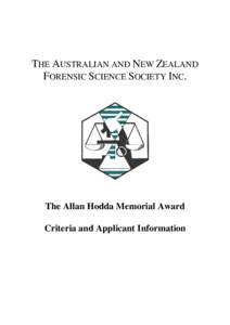 The Allan Hodda Memorial Award - Selection Criteria