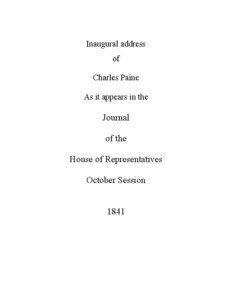 Inaugural Address - Charles Paine