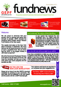 fundnews Second Edition 2013 The quarterly newsletter for pensioners of the Government Employees Pension Fund  Payment of