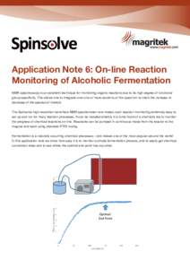 Application Note 6: On-line Reaction Monitoring of Alcoholic Fermentation NMR spectroscopy is an excellent technique for monitoring organic reactions due to its high degree of functional group specificity. This allows on