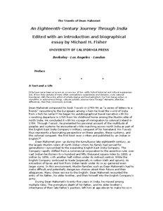 The Travels of Dean Mahomet  An Eighteenth-Century Journey Through India