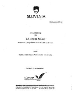 Cheek against delivery  STATEMENT BY  Minister of Foreigrl Affairs of the Republic of Slovenia