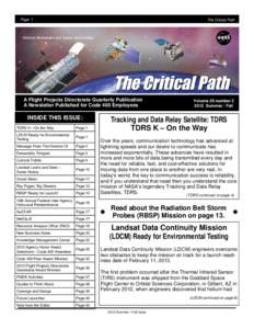 Page 1  The Critical Path A Flight Projects Directorate Quarterly Publication A Newsletter Published for Code 400 Employees