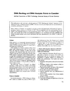 ASHG Statement on DNA Banking and DNA Analysis from the Ad Hoc Committee on DNA Technology