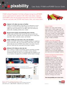 Case Study | PUMA evoPOWER Soccer Cleats  PUMA utilized Pixability’s YouTube software during its evoPOWER soccer cleat launch to capture 1.45 million new views, make its evoPOWER video the top-performing video of all t