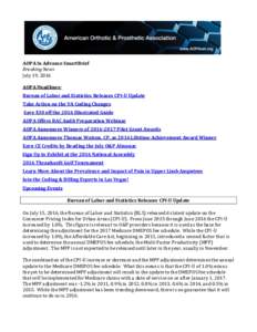 AOPA In Advance SmartBrief Breaking News July 19, 2016 AOPA Headlines: Bureau of Labor and Statistics Releases CPI-U Update Take Action on the VA Coding Changes
