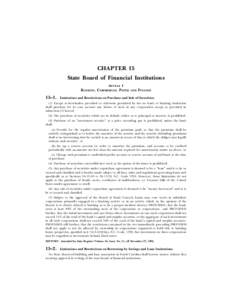 CHAPTER 15 State Board of Financial Institutions ARTICLE 1 BANKING, COMMERCIAL PAPER