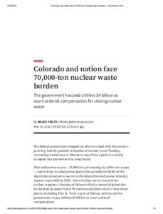 Colorado and nation face 70,000-ton nuclear waste burden – The Denver Post NEWS
