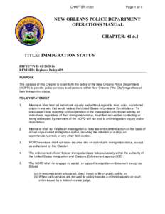 CHAPTER: Page 1 of 4 NEW ORLEANS POLICE DEPARTMENT OPERATIONS MANUAL