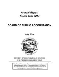 Annual Report Fiscal Year 2014 BOARD OF PUBLIC ACCOUNTANCY  July 2014