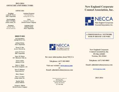 [removed]OFFICERS AND DIRECTORS New England Corporate Counsel Association, Inc.