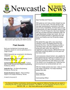 Newcastle News December 2006 FROM THE CAPTAIN Dear Families and Friends,